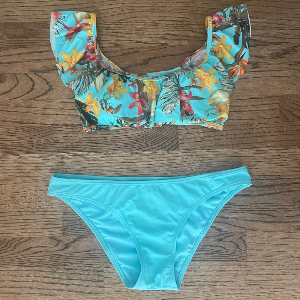 Express Floral Bikini with Ruffled Top